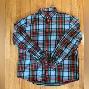 Lands' End Men's Casual Plaid Shirt - Blue, Red, Green
